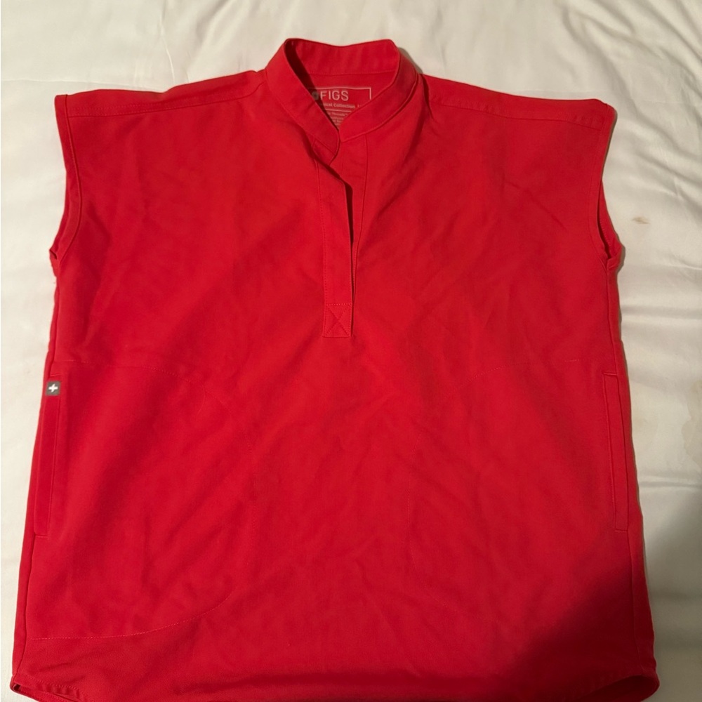 Figs Neon Red Rafaela Top
